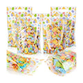 Engrowtic 50 Pcs Easter Treat Bags Reusable Easter Egg Zipper Bags Plastic Goodie Gift Bag Holiday Bag with Handles for Spring Party Favor Wrapping Supplies