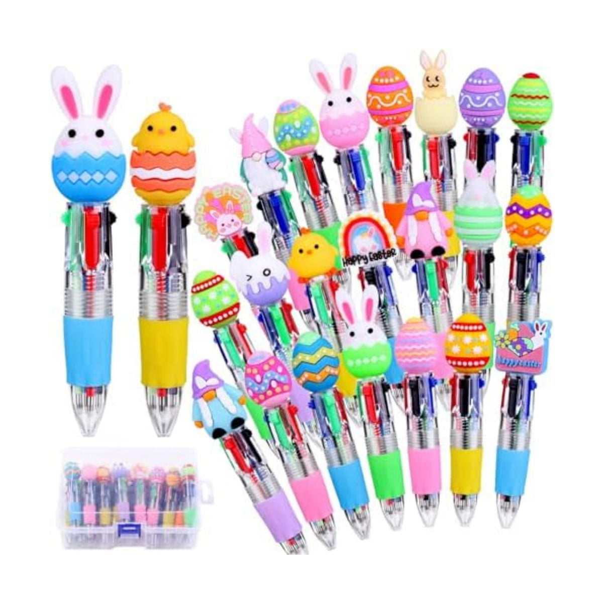 24PCS Easter Fun Pens Bunny Easter Egg Multicolor Pens for Basket Stuffers