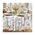 Spring Tablecloth Round 70 Inch, Spring Birds Branch Florals Decorations for Home Table Cloth Tablecloths Polyester for Picnic Party Dinner