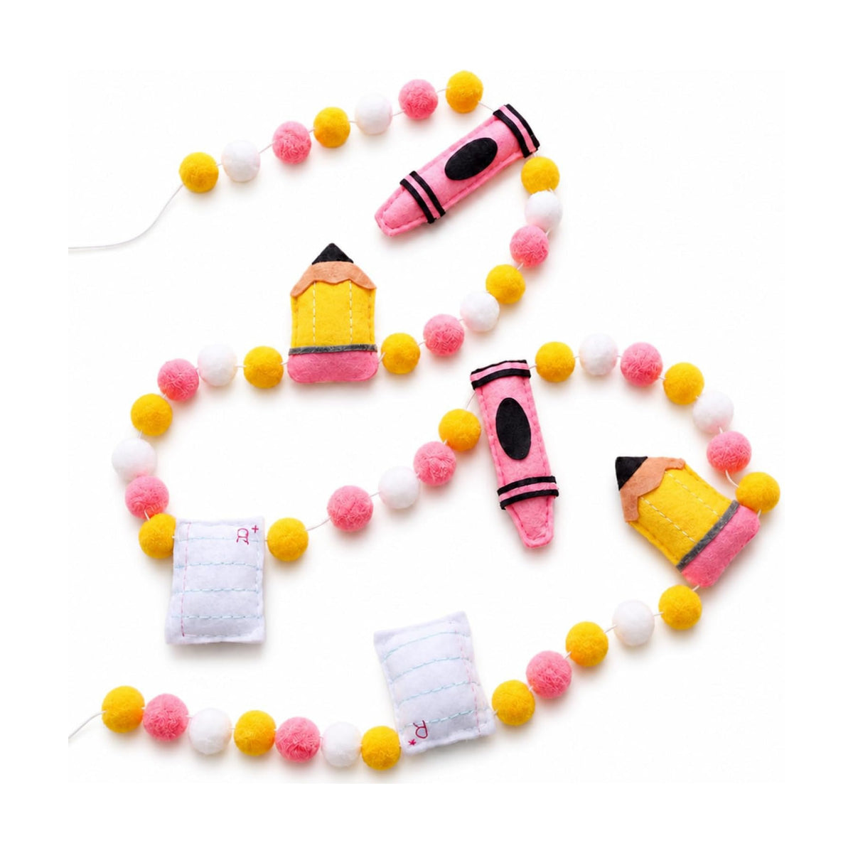 CroBlissful Back to School Felt Pom Garland, 8.2ft Classroom Pencil Banner