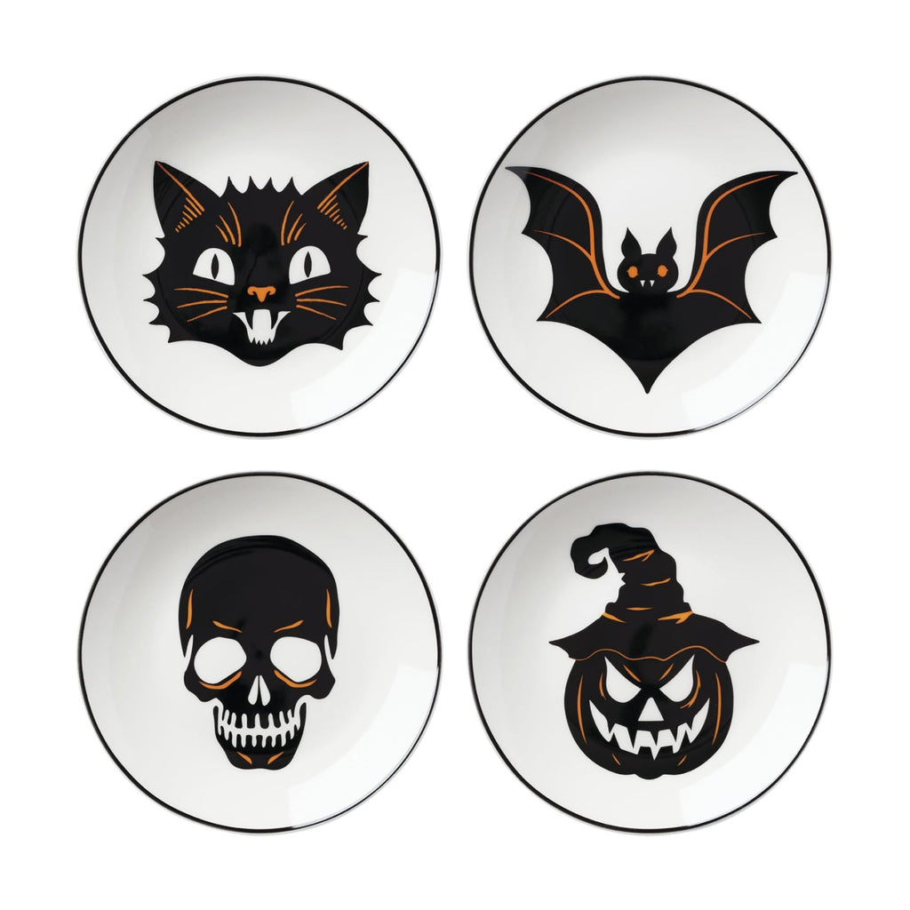 Oneida Vintro Halloween Tidbit Plates Set Of 4, Service For 4