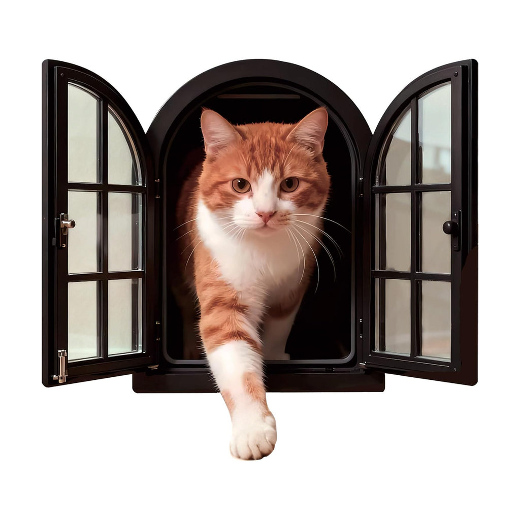 FLFK Cute Cat Wall Decor Decal - Removable Peel and Stick 3D Wall Sticker for Toilet Kitchen Offices, Orange Cat Stepping Out