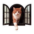 FLFK Cute Cat Wall Decor Decal - Removable Peel and Stick 3D Wall Sticker for Toilet Kitchen Offices, Orange Cat Stepping Out
