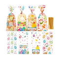 100 Pcs Easter Cellophane Treat Bags - 5 x 11 Inch Clear Easter Goodie Bags with 110 Gold Ties for Cookies, Snacks, Party Favors & Gift Packaging, 2.8 Mil Thick Plastic Easter Candy Bag for Kids