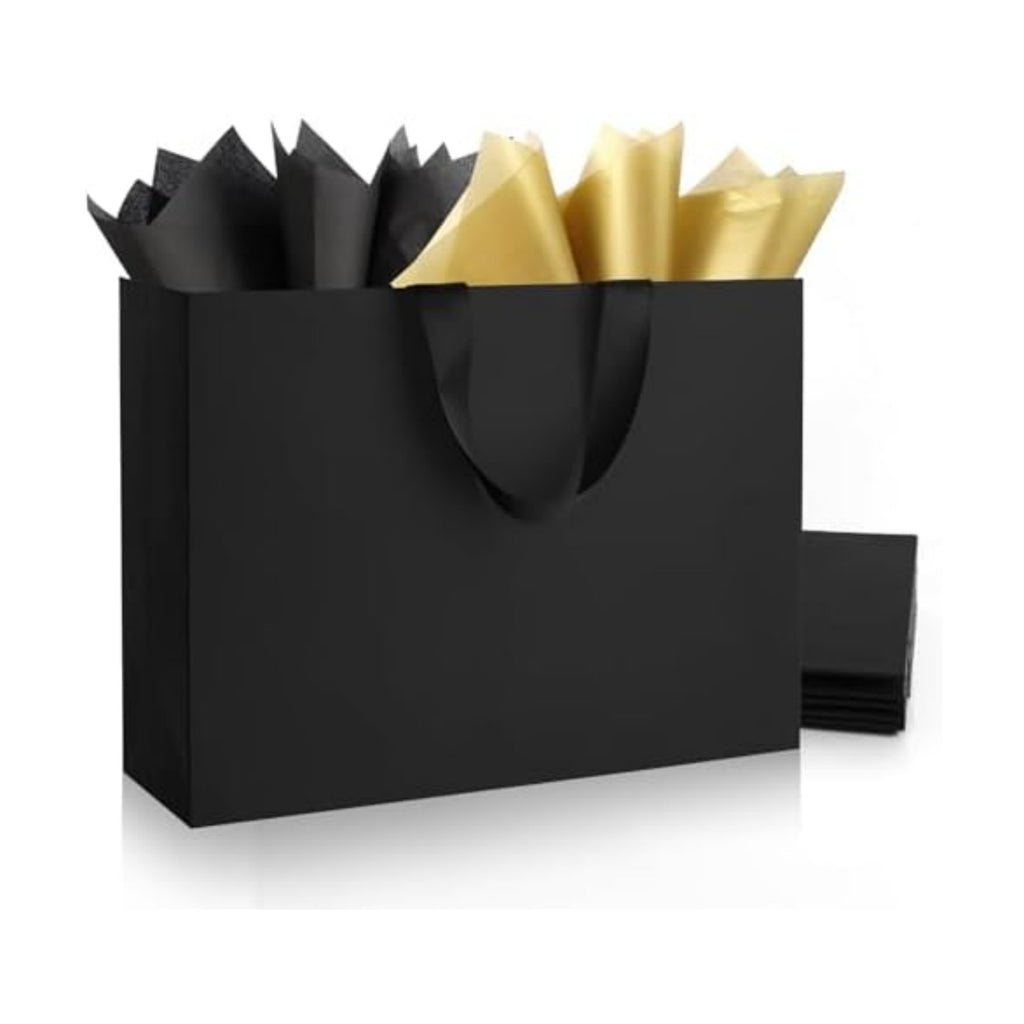 Epoesch 6 Pack Extra Large Black Gift Bags with Handles and Tissue Papers