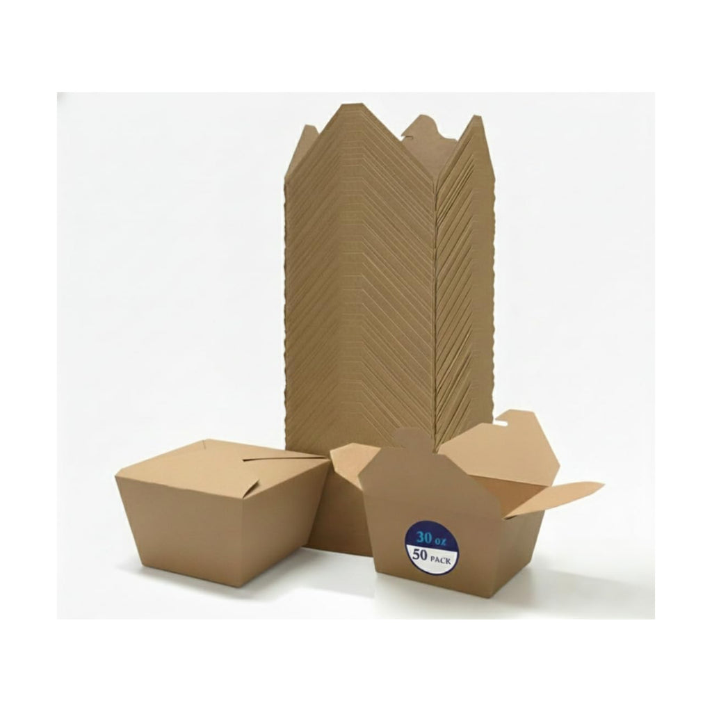 Kraft Food Containers with Lids, 50 Pack 30 oz Disposable Take Out Boxes, Microwave Safe & Leak Resistant Paper Food Containers for Meal Prep, Restaurant, Catering & Food Delivery