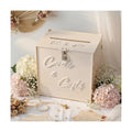 BreezeHug 10" Light Beige Acrylic Wedding Card Box with Lock & DIY Letters