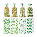 eowqeiur 100 PCS St Patricks Day Treat Bags(5x11 Inch) Green Shanrock Cellophane Bags for Cookie Candy Goodie Goody Snack Gifts Wrap Clover Spring Baggies Pouch St Patricks Party Favors Supplies