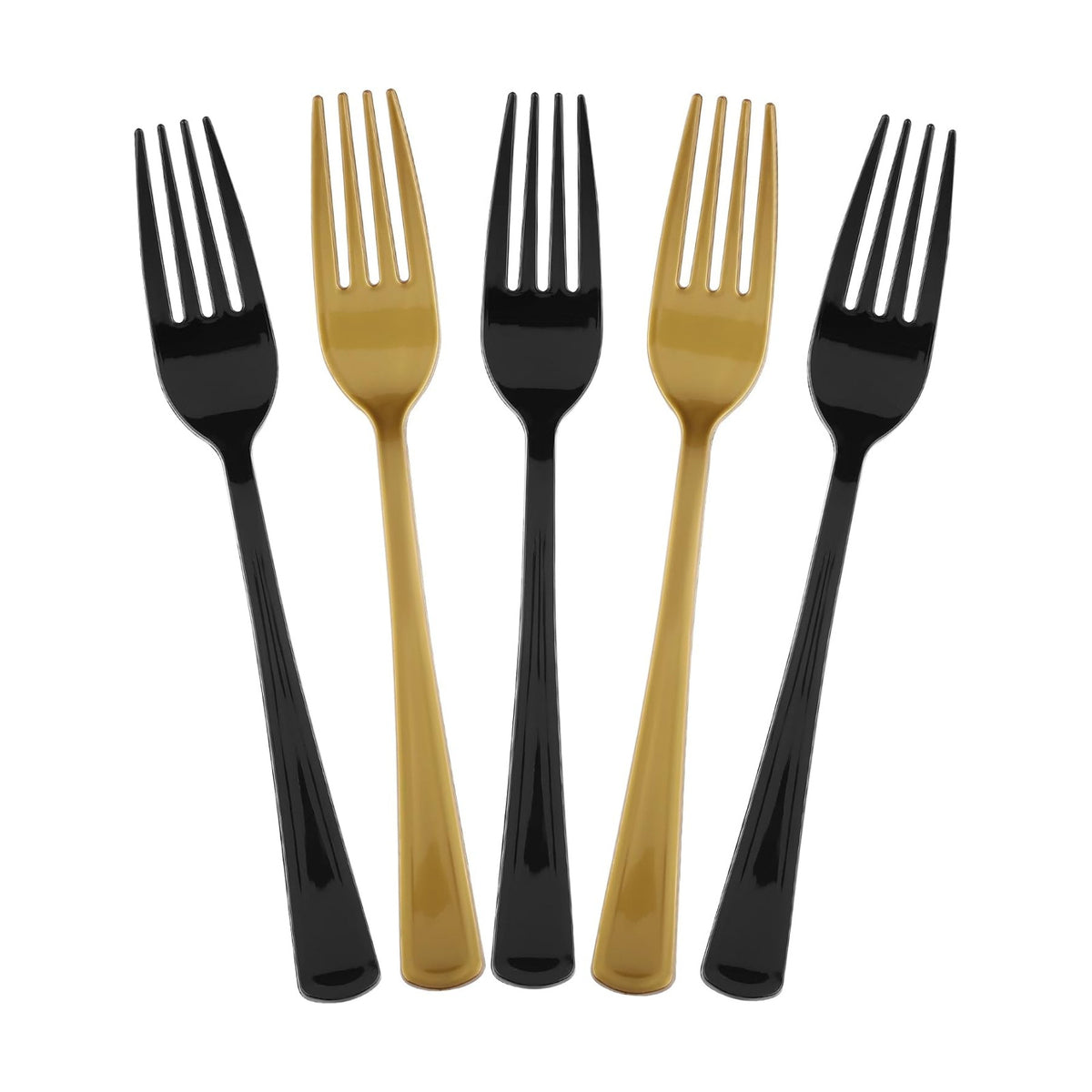 Kochorie 180 Pcs Black and Gold Plastic Forks Graduation Disposable Silverware Heavy Duty Plastic Cutlery Set Durable Utensils Flatware for Graduation Party Wedding Birthday Supplies and Daily Use