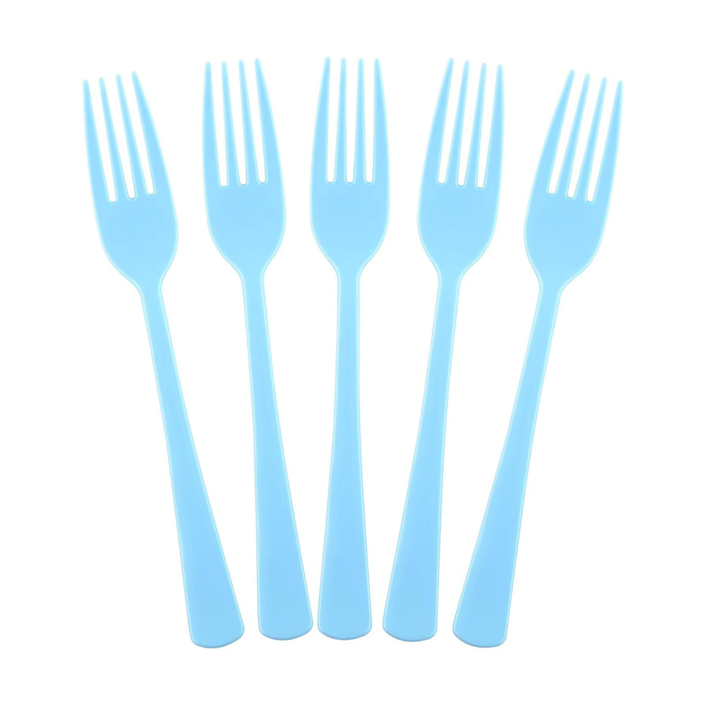 Kochorie 180 Pcs Light Blue Plastic Forks Disposable Silverware Heavy Duty Plastic Cutlery Set Heat Resistant Durable Utensils Flatware for Party Wedding Birthday Supplies and Daily Use