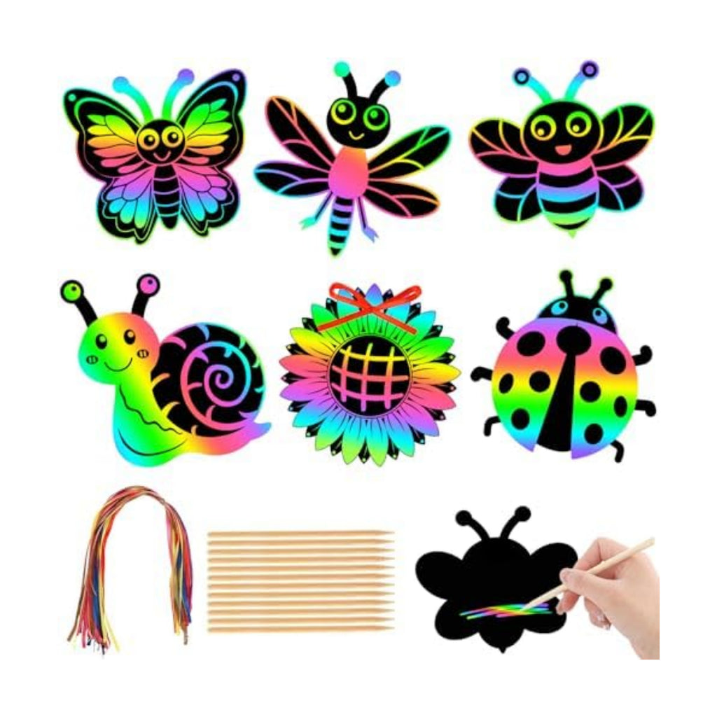 JULMELON 36 Pcs Spring Bugs Scratch Cards for DIY Spring Crafts