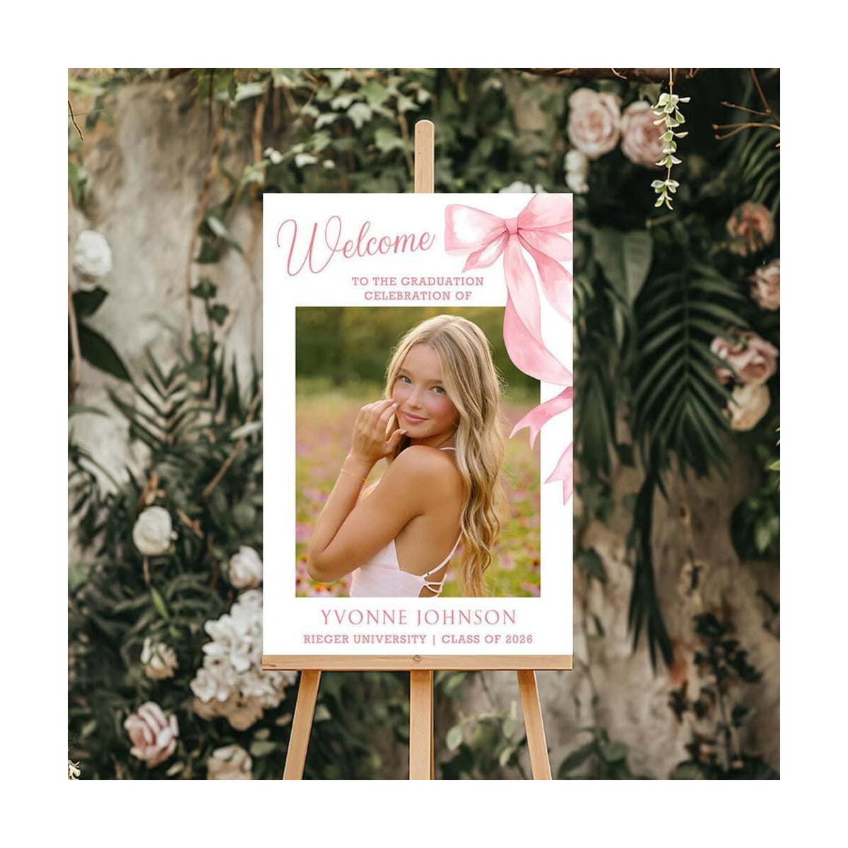 Personalized Graduation Party Welcome Sign With Photo, Class Of 2026 Yard Sign, Graduation Senior Sign 2026, Modern Minimalist Graduation Welcome Sign, Graduate Yard Sign, Pink Graduation Decorations