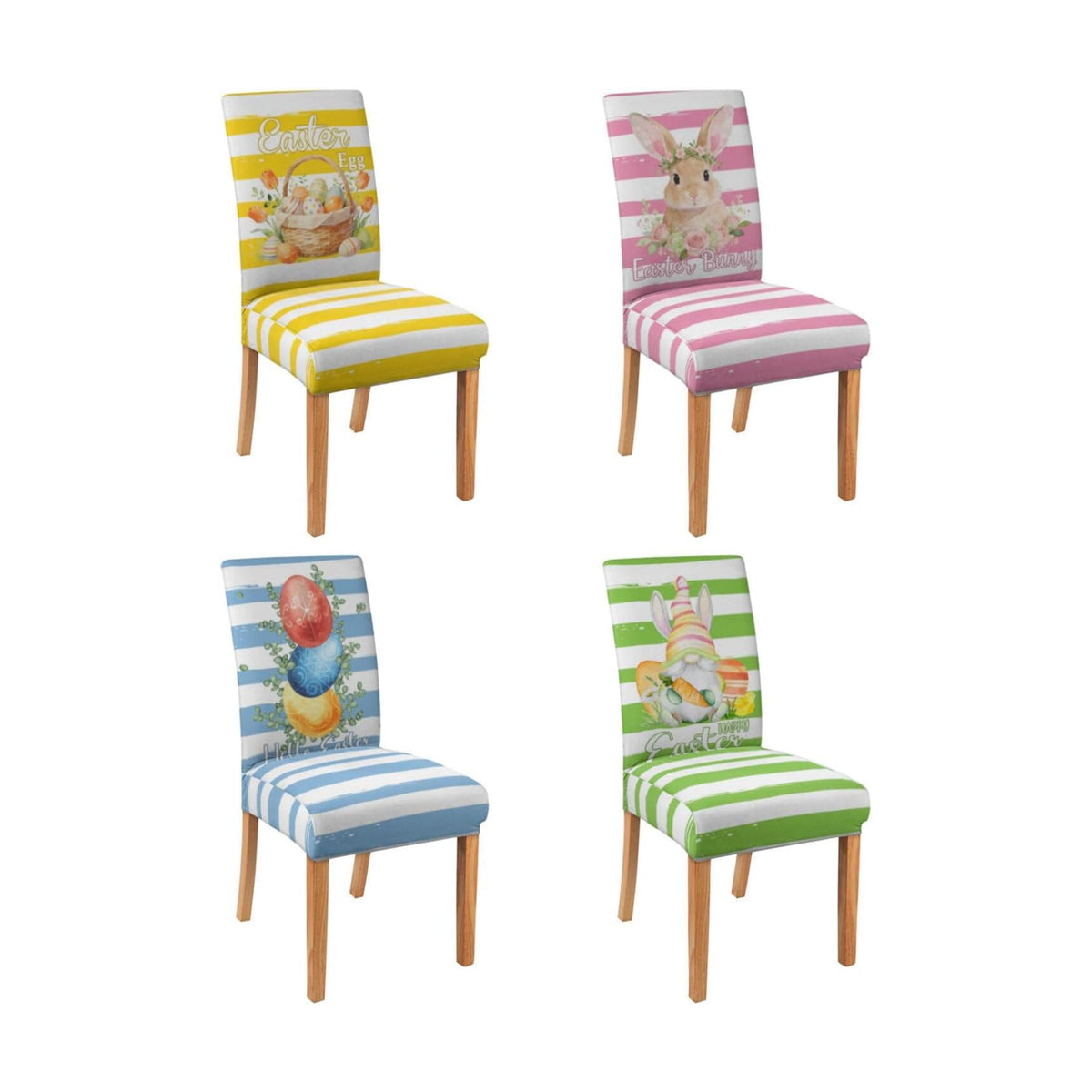 Easter Chair Covers Set of 4, Easter Decorations Stretch Removable Washable Dining Room Chair Protector Slipcovers for Easter Decor Holiday Party Kitchen Home Decorations (Easter 3, 4 PCS)