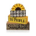 Lineshading 4 Pcs Sunflower Wooden Block Signs Farmhouse Tabletop Decor