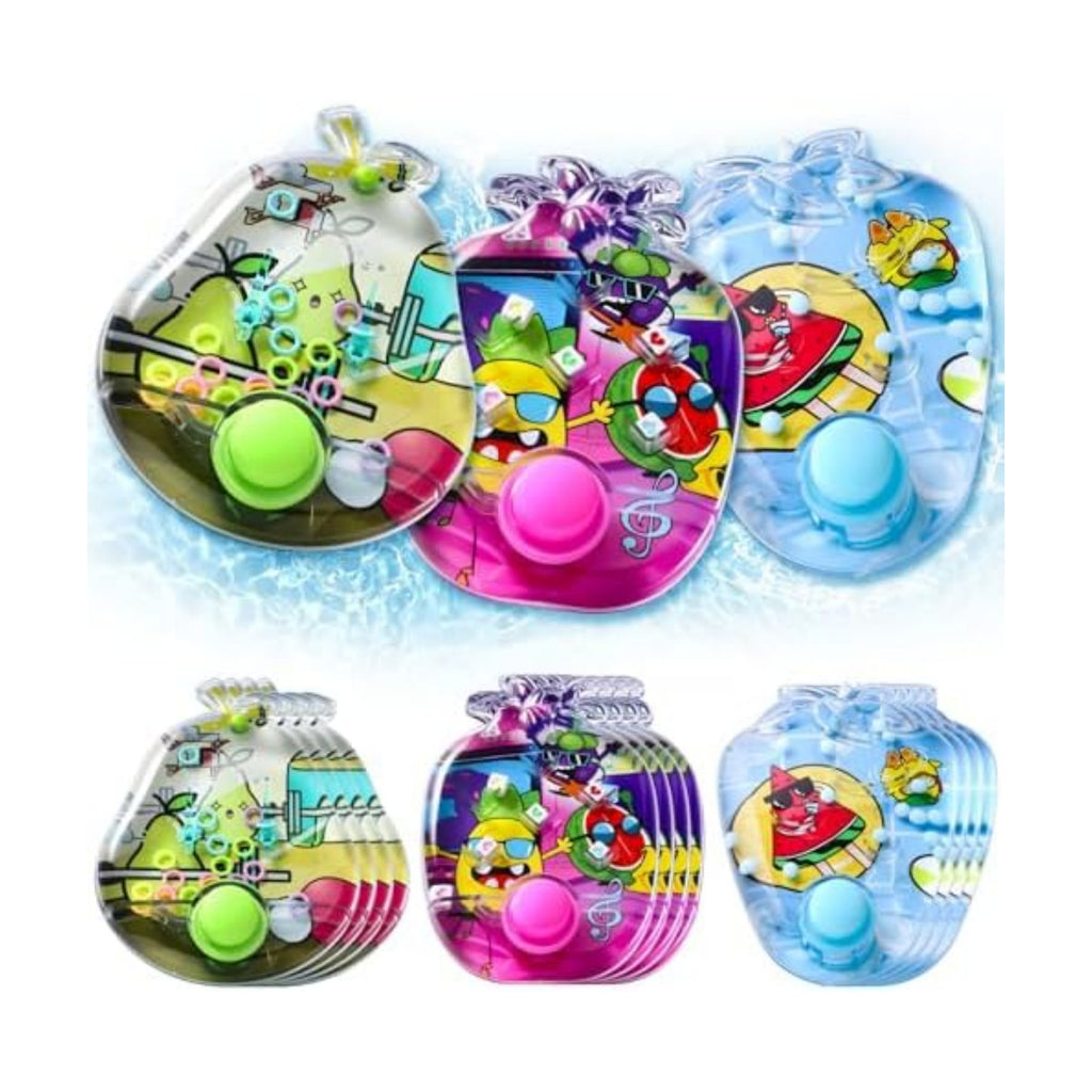 Cleboen 12 Pack Handheld Water Games for Kids, Water Ring Toss Handheld Games Fruit Party Favors Goodie Bag Stuffers Classroom Rewards for Boys Girls, Stress-Relief Car Games Travel Toys for Kids
