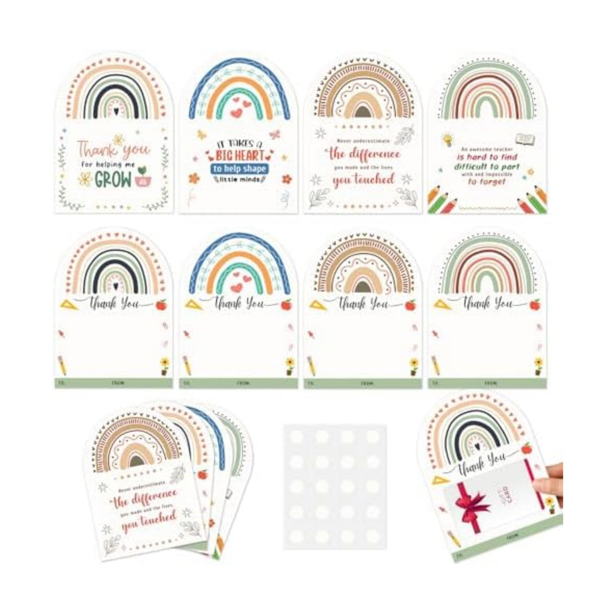 HEYINSEHN 24 Pcs Teacher Appreciation Gift Card Holders Bulk Thank You Cards for Teachers Graduation Appreciation Gifts Card Sleeves Rainbow Graduation Gift Card Holder of The Year Appreciation Gifts