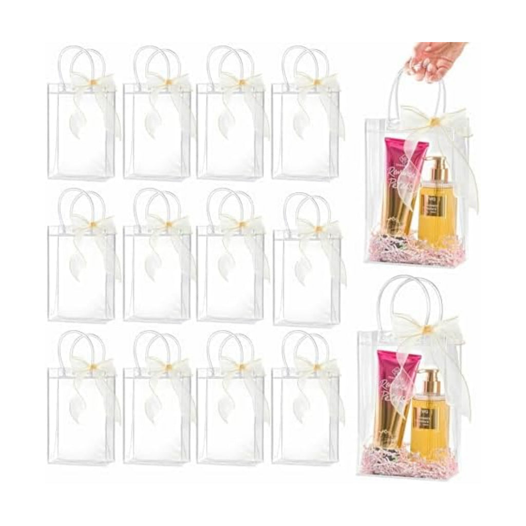 Ohuimrt 30 Pack 6.3" x 3.15" x 9.84" Clear Plastic Gift Bags with Handles