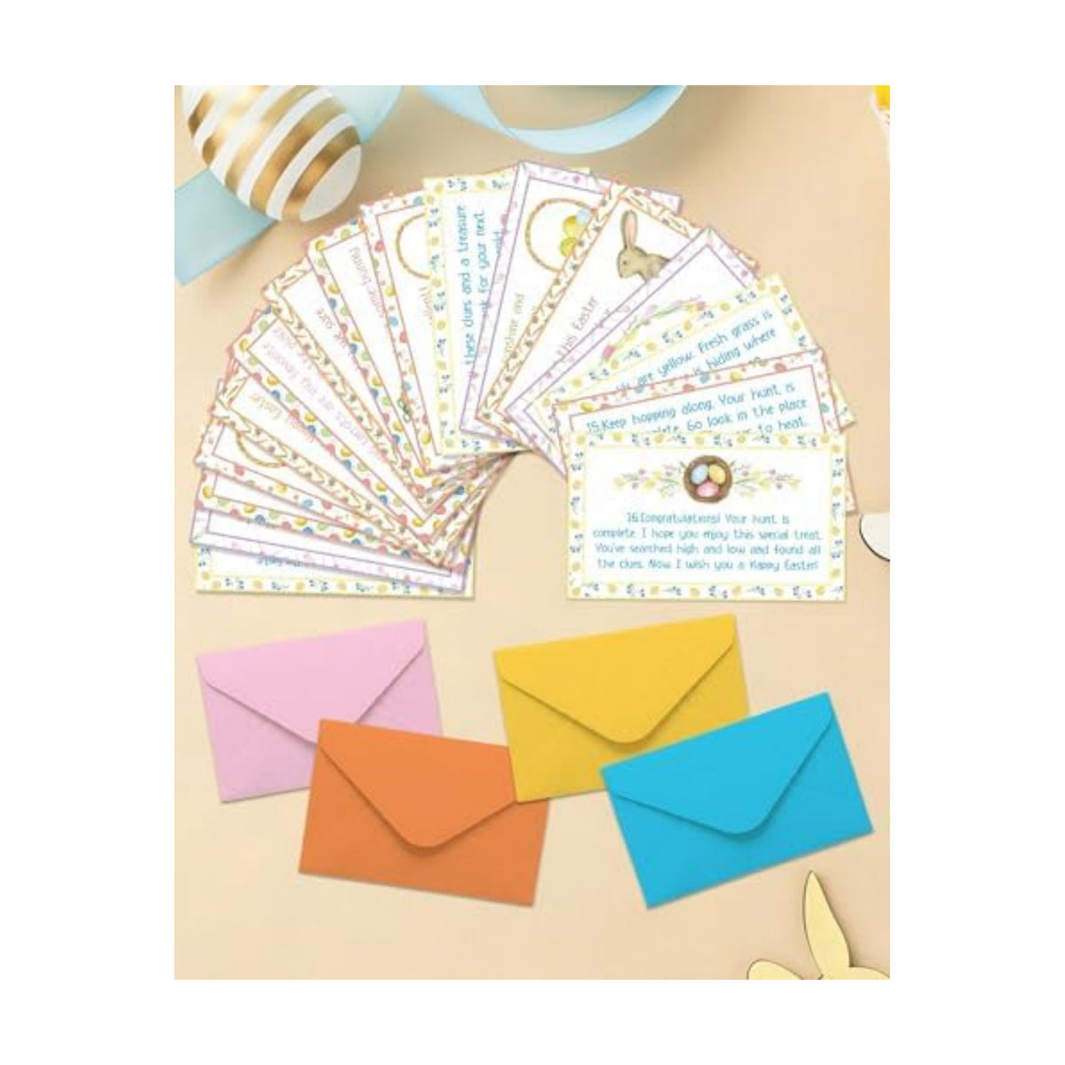 Easter Scavenger Hunt Cards - Easter Egg Hunt Cards for Teens with Envelopes - Easter Party Games Favor for Teens Adults Family -A01