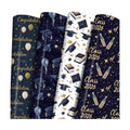 Ulmasinn Graduation Wrapping Paper, 4 Class of 2026 Designs, Navy Blue & Gold Graduation Wrapping Paper for Graduation Gifts, Party Decorations, 20 x 29 Inch Folded 8 Sheets