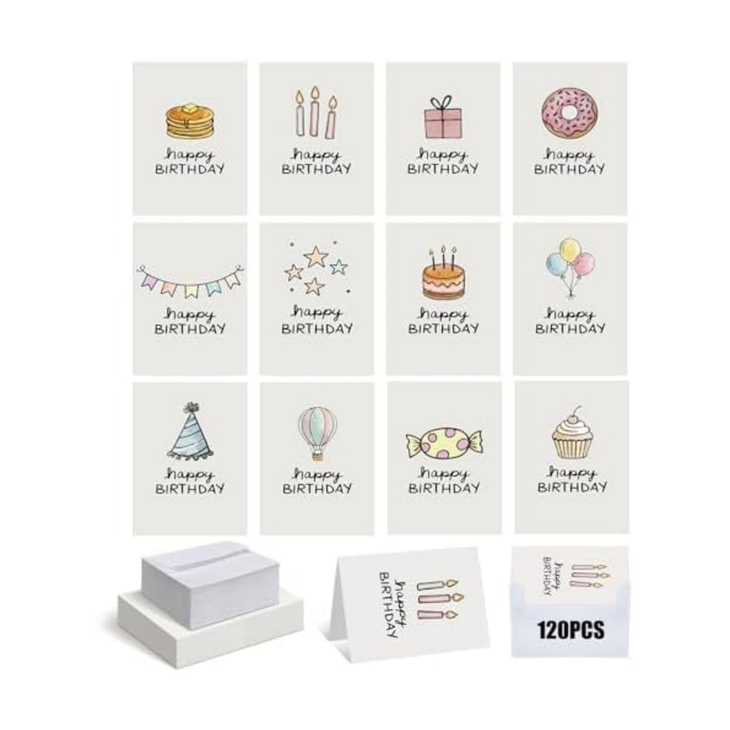 AmazingSpark 120 Kit Happy Birthday Cards Bulk with Envelopes 4.8 x 6.8''