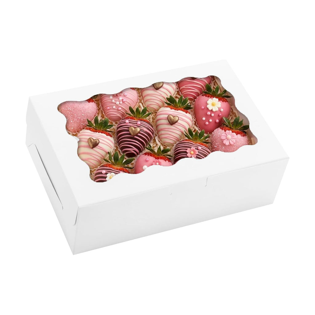 Moretoes 12pcs Cookie Boxes with Window, 9x6x3 In White Bakery Boxes