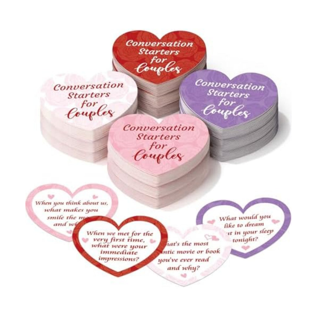 Pasimy 100 Pcs Couples Conversation Cards Game Bulk Romantic Couple Conversation Starters Boyfriend or Girlfriend Fun Question Card for Anniversary Deeper Connection Build Adult Relationship(Heart)
