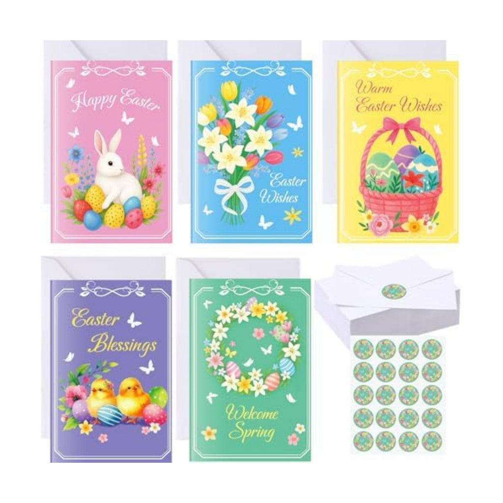 Motiskyy 100 Pcs Religious Greeting Cards with Envelopes and Stickers Bunny Holiday Card Gift Best Wishes Cards for Mom Daughter Women
