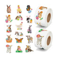 H1vojoxo Easter Animal Sticker Rolls - 1000PCS Realistic Animal Stickers for Kids 16 Designs Self-Adhesive Realistic Animals Stickers for Easter Party Supplies Cute Animals Sticker for Craft Envelopes