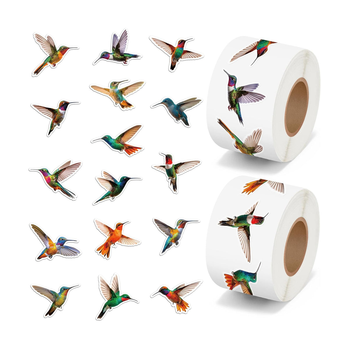 H1vojoxo Beautiful Hummingbird Sticker Rolls - 1000PCS Hummingbird Stickers for Kids 16 Designs Self-Adhesive Bird Stickers for Water Bottle Bird Sticker for Craft Envelope Scrapbook Classroom Rewards