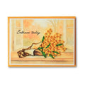 Quilling Friendship Card with Envelope - Handmade Warm Mimosa Bouquet Autumn Window Letter - Quilled Card for Her, Friend, Wife - Thank You Greeting Card - Paper Quilling Art 5x7 Inch