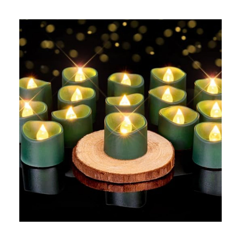 Homemory 50-Pack Green Flameless Battery Tea Light Candles, 200+ Hours
