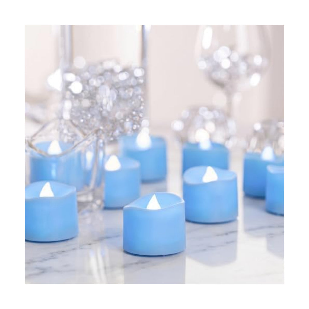 Homemory 24-Pack Light Blue Flameless Battery Tea Light Candles, 200+ Hours