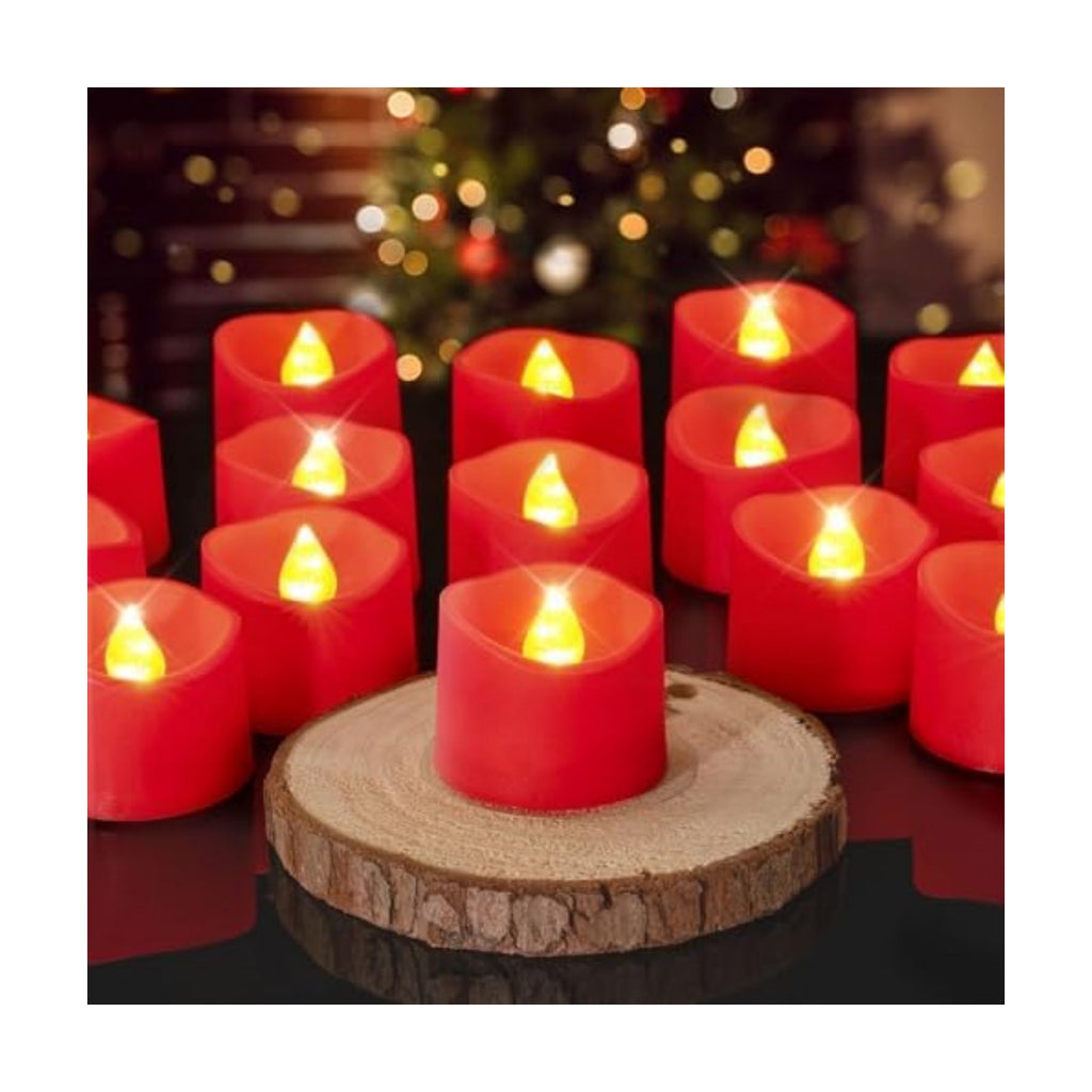 Homemory 50-Pack Red Flameless Battery Tea Light Candles, 200+ Hours