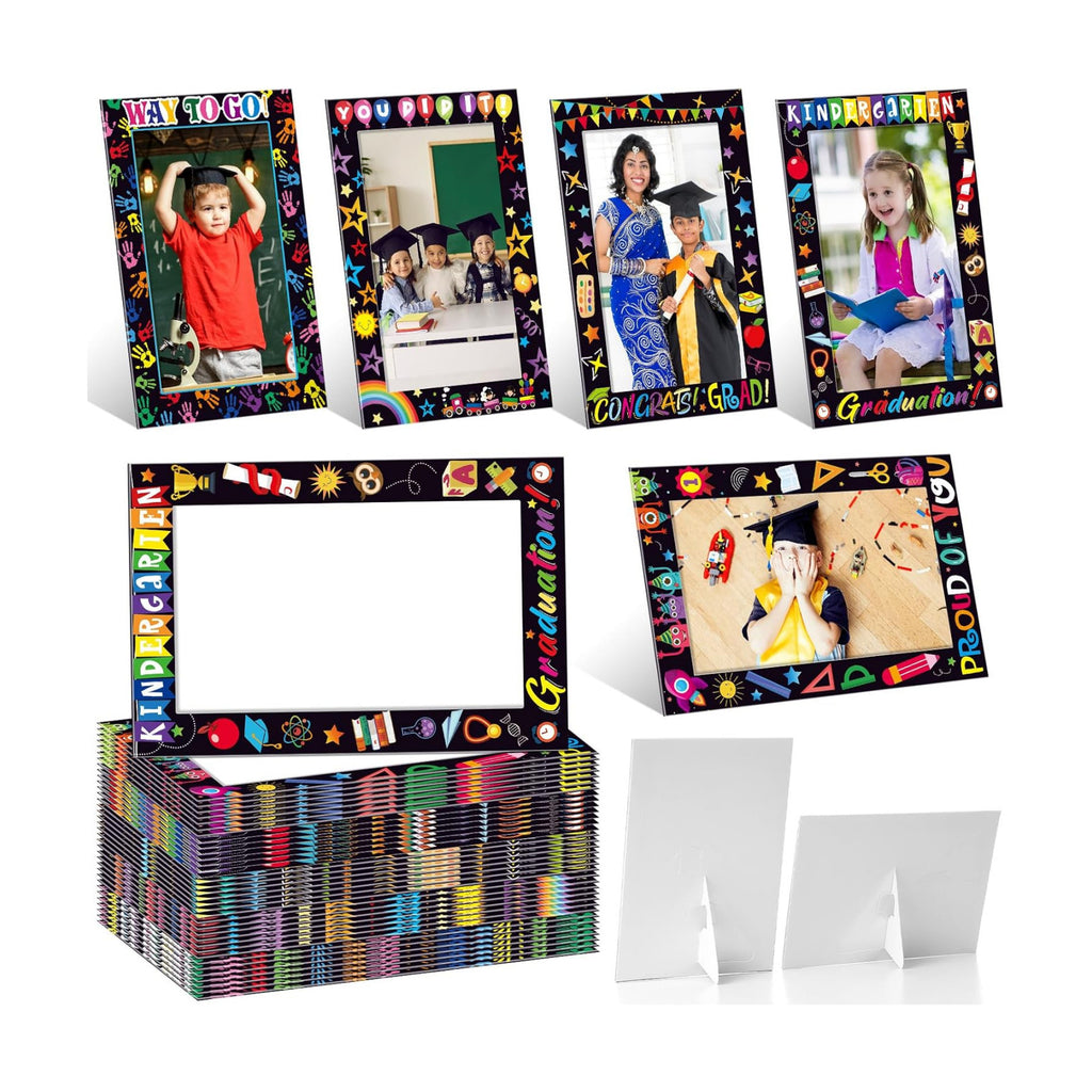 AmazingSpark 50 Pack Paper Picture Frames 4x6, Kindergarten Cards