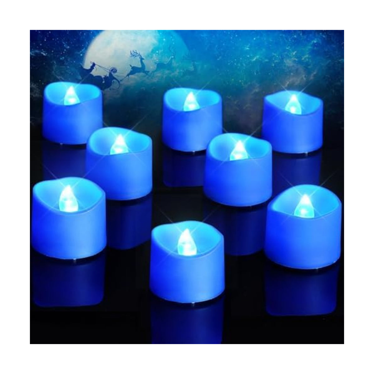 Homemory 50-Pack Blue Flameless Battery Tea Light Candles, 200+ Hours