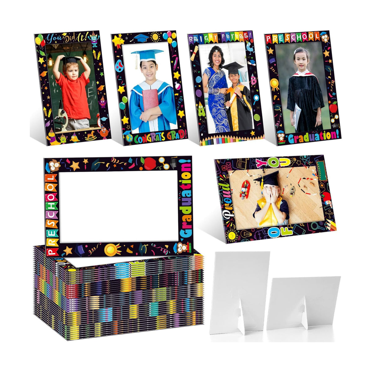 AmazingSpark 100 Pcs Paper Picture Frames 4x6 Photo Cards Preschool