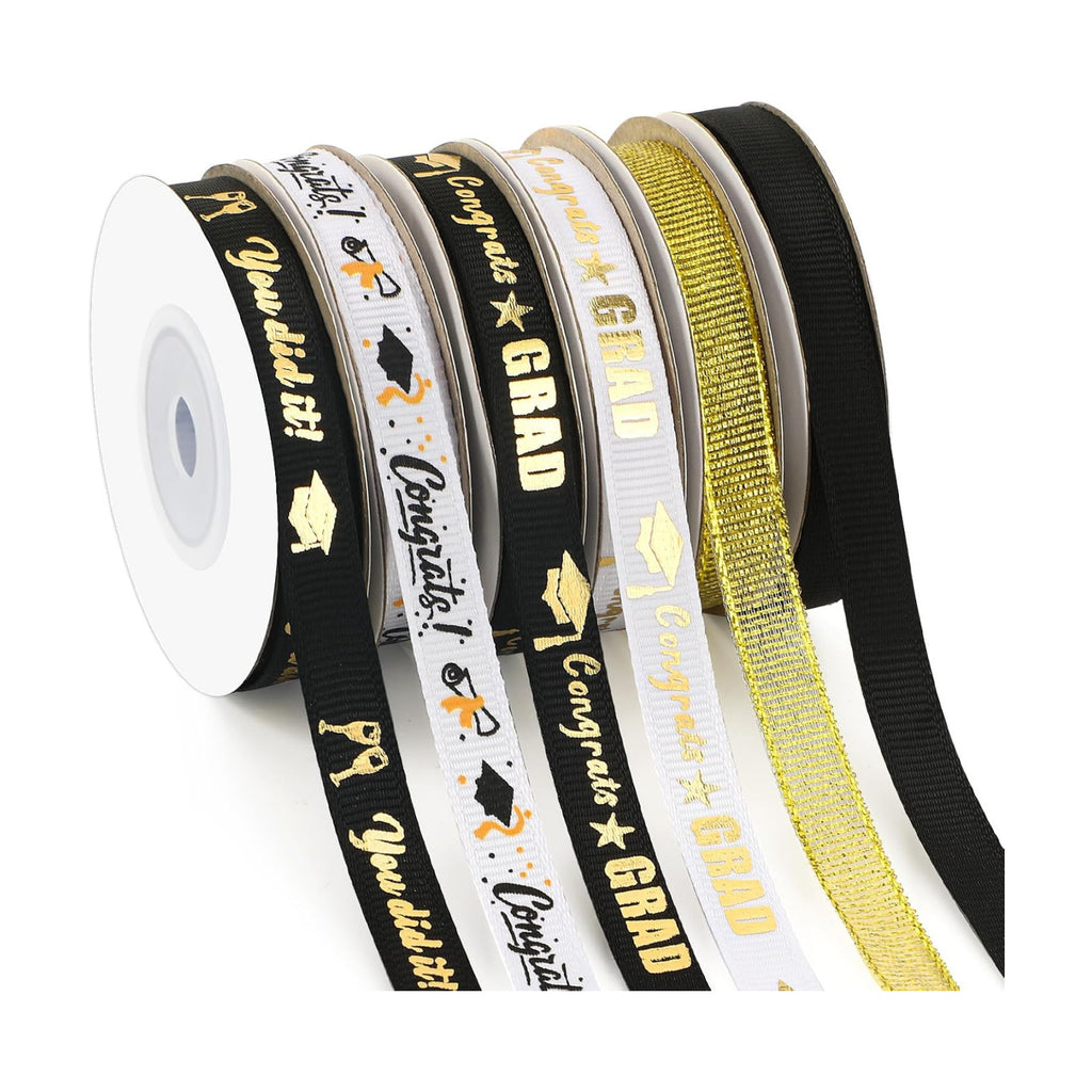 DECYOOL Graduation Ribbon 3/8" Wide 60 Yards Congrats Grad Grosgrain Ribbon