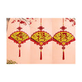Vietnamese Red Velvet Fans with Gold Calligraphy, 3 Pieces TET Phuc LOC Lunar New Year Wall Decorations/Vietnamese Lunar New Year Decoration/Set Quat Trang Tri TET (3 Pieces)