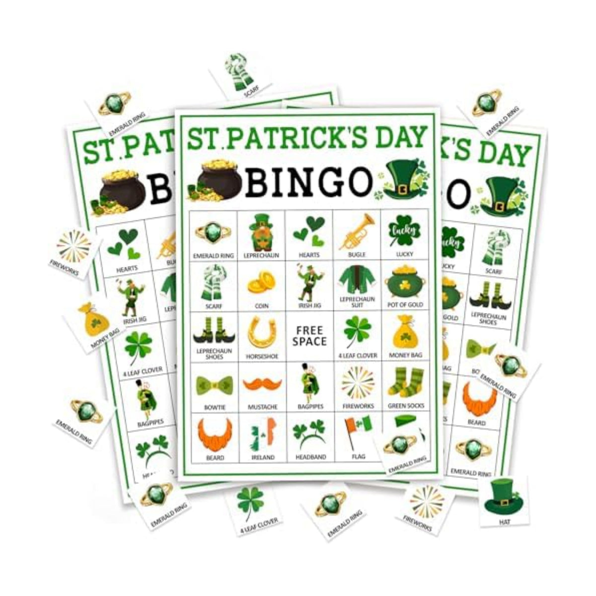 St. Patrick's Day Bingo Game for 24 Players, Festive Shamrock Activity