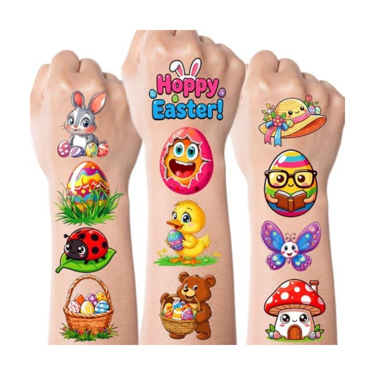 JCFIRE Easter Basket Stuffers, Temporary Tattoos for Kids, Spring Egg Fillers, Cute Bunny Stickers, Easter Party Favors Toys Toddler Teens Boys