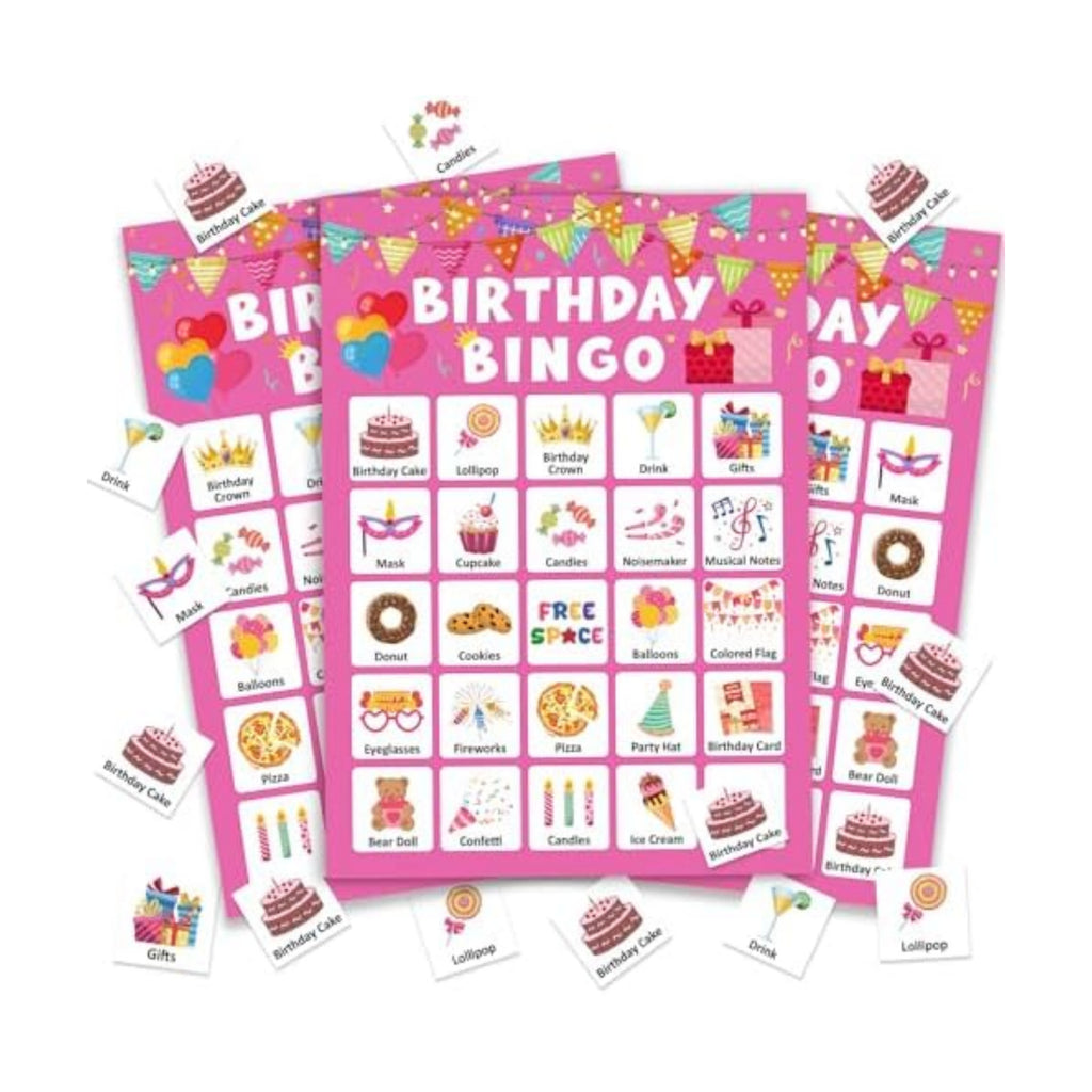 Birthday Bingo Game for 24 Players, Fun Party Activity for Any Celebration