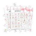 Pink Bow Baby Shower Bingo for 24 Players, Fun Gender Reveal Party Game