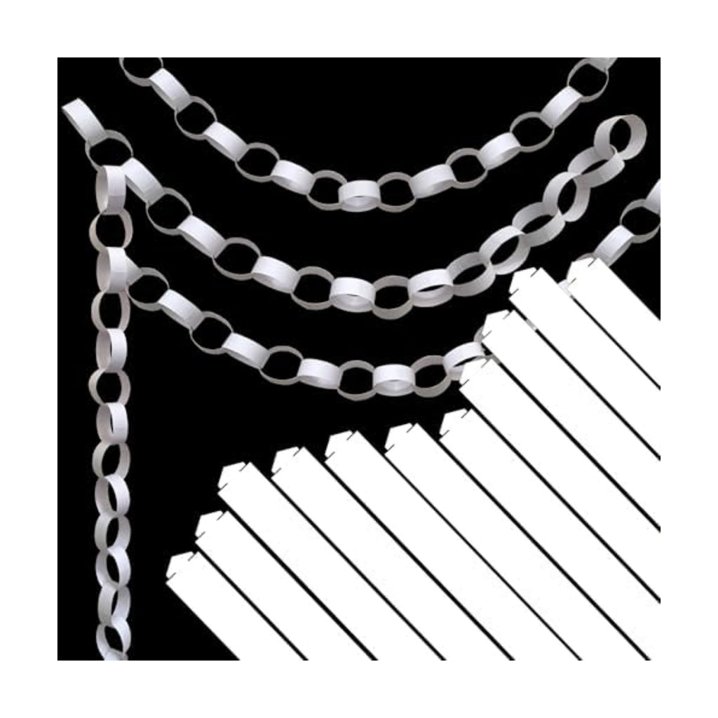 Origami Joy 300 White Paper Chain Strips for Crafting. No Glue or Tape Needed. Kid Friendly & Family Fun. Yields Over 50 Feet of Paper Chains for Party or Classroom Decorations (White)