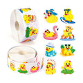 Whaline 1000Pcs Summer Hawaiian Rubber Duck Roll Stickers Self-Adhesive Summer Luau Yellow Duck Label Decals for Envelope Water Bottle Scrapbook Decor Tropical Birthday Party Supplies