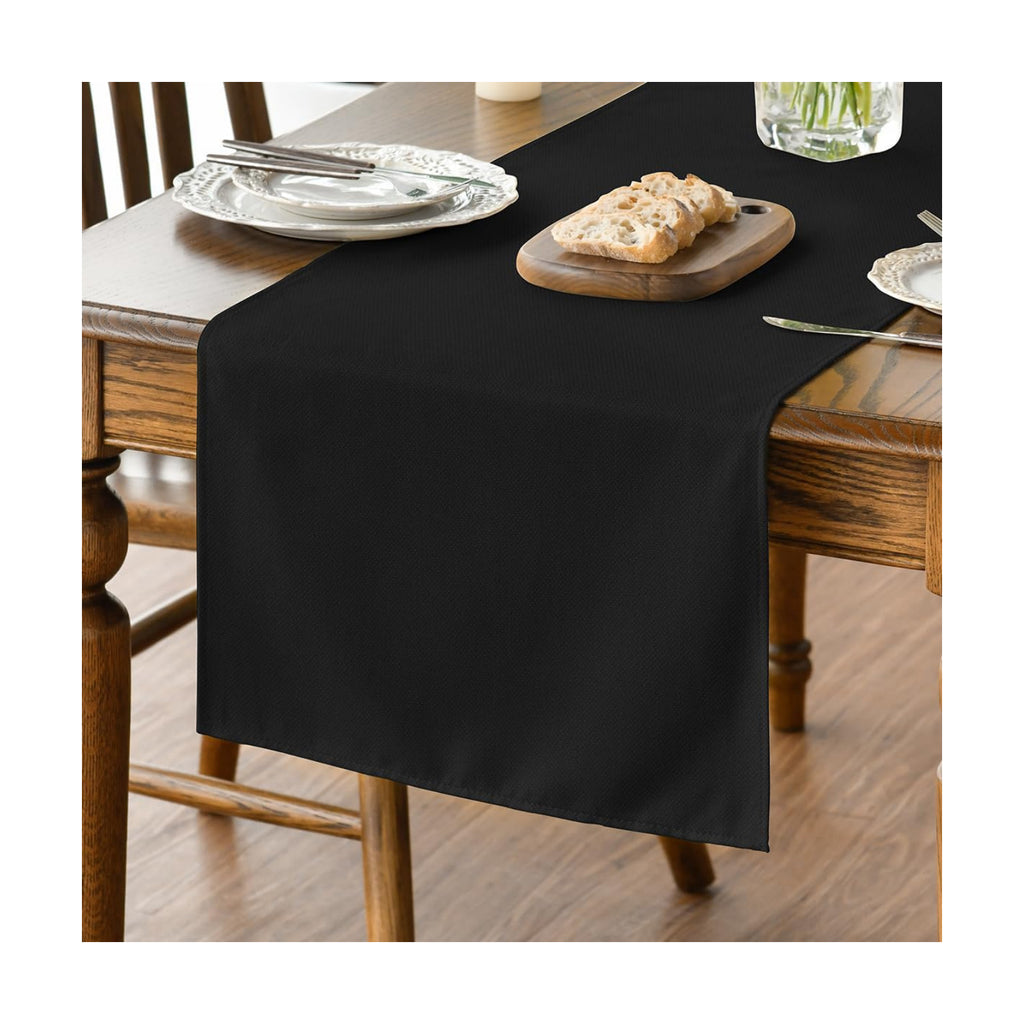 Artoid Mode Black Table Runner, Seasonal Halloween Washable Kitchen Dining Table Decoration for Home Party Decor 13x120 Inch