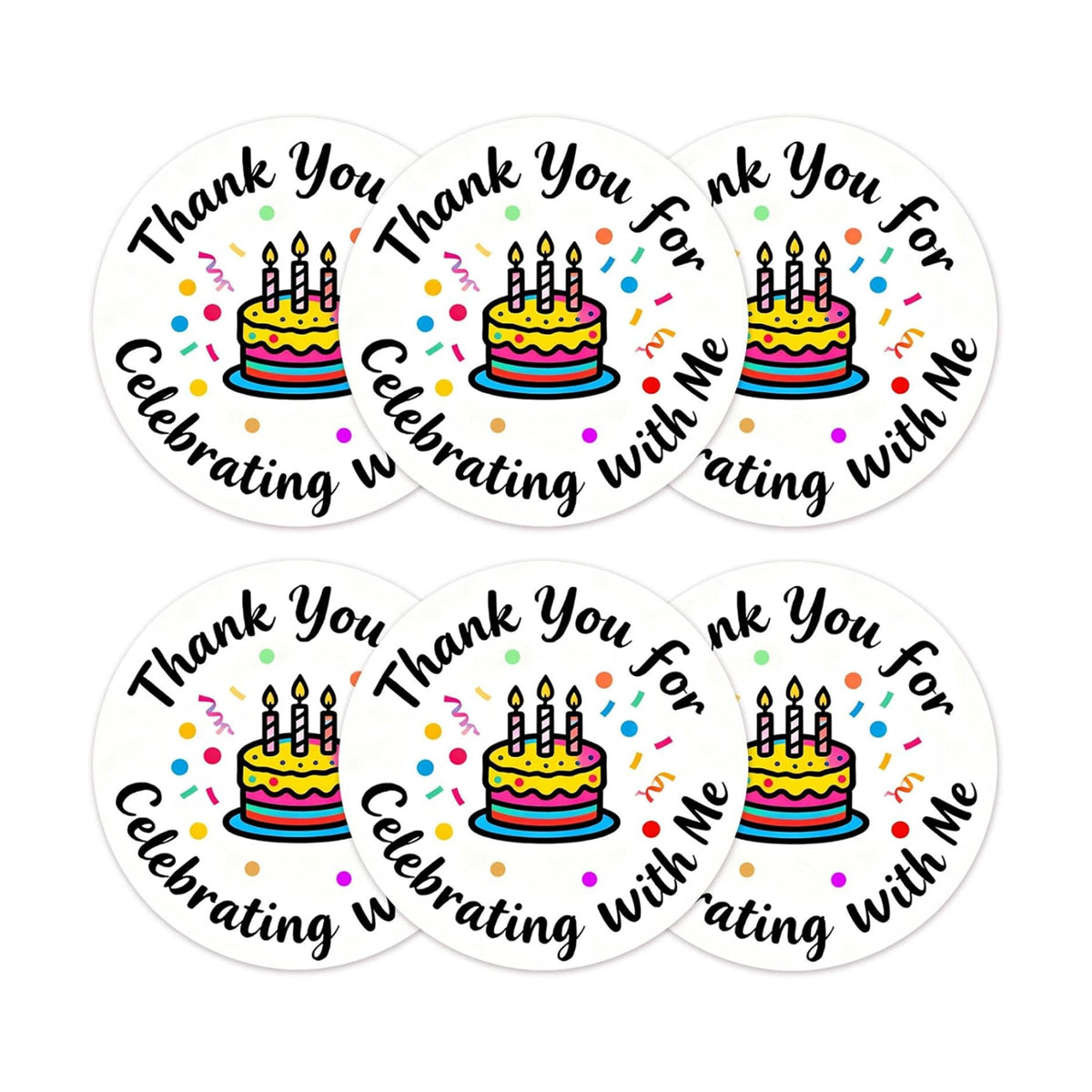 120 x Thank You for Celebrating with Me Birthday Stickers, Birthday Party Favor Tags for Gifts Packing, Round Birthday Envelope Seals, Party Favor Labels