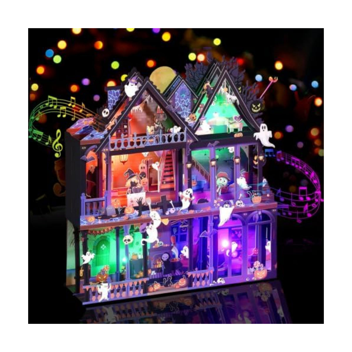 Yinqing Halloween Cards with Music and Lights, Happy Halloween Card House