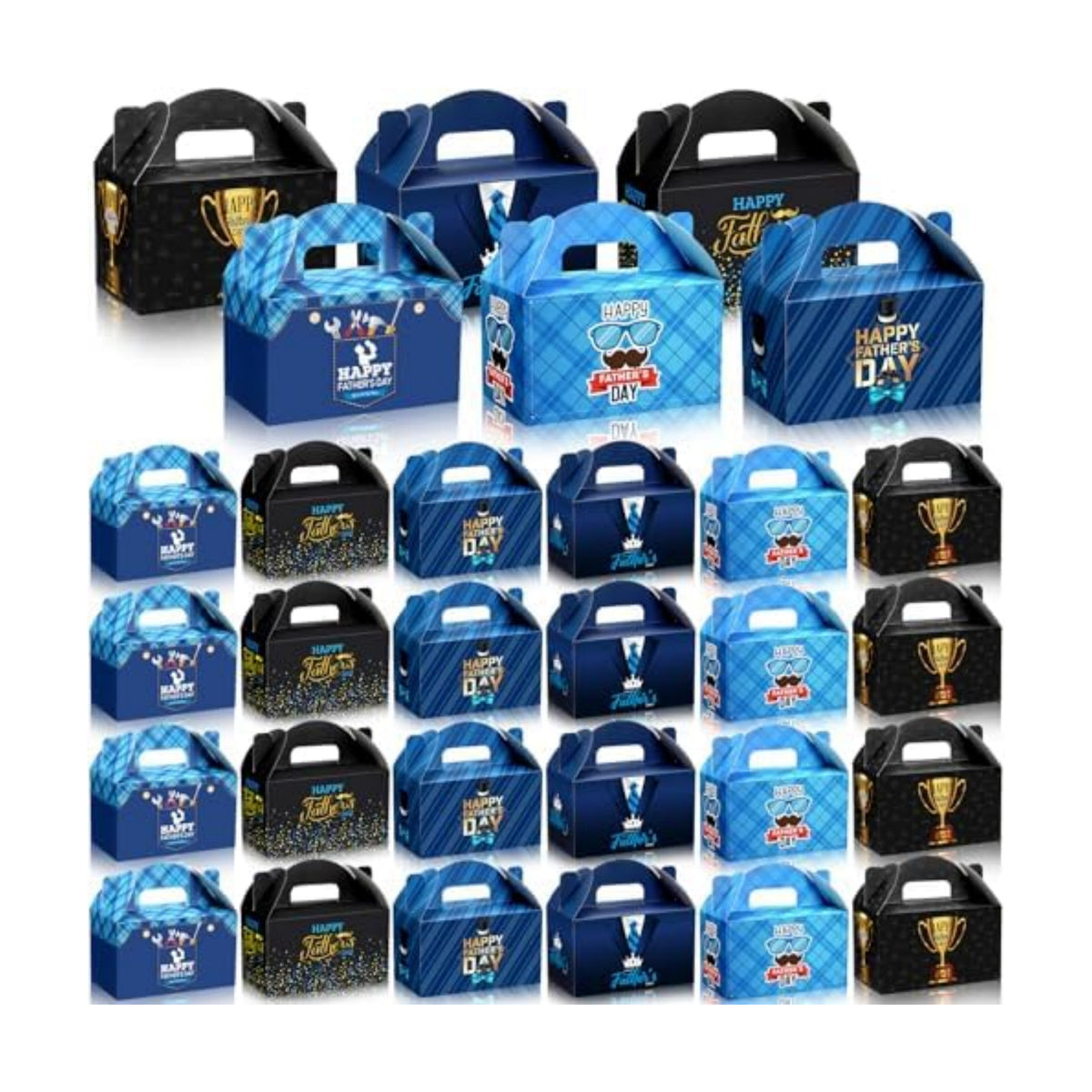 Dunzoom 24 Pcs Fathers Day Party Favors Fathers Day Treat Boxes Dad Theme Goodie Candy Gift Bags Holiday Paper Gift Container for Dads Birthday Decoration
