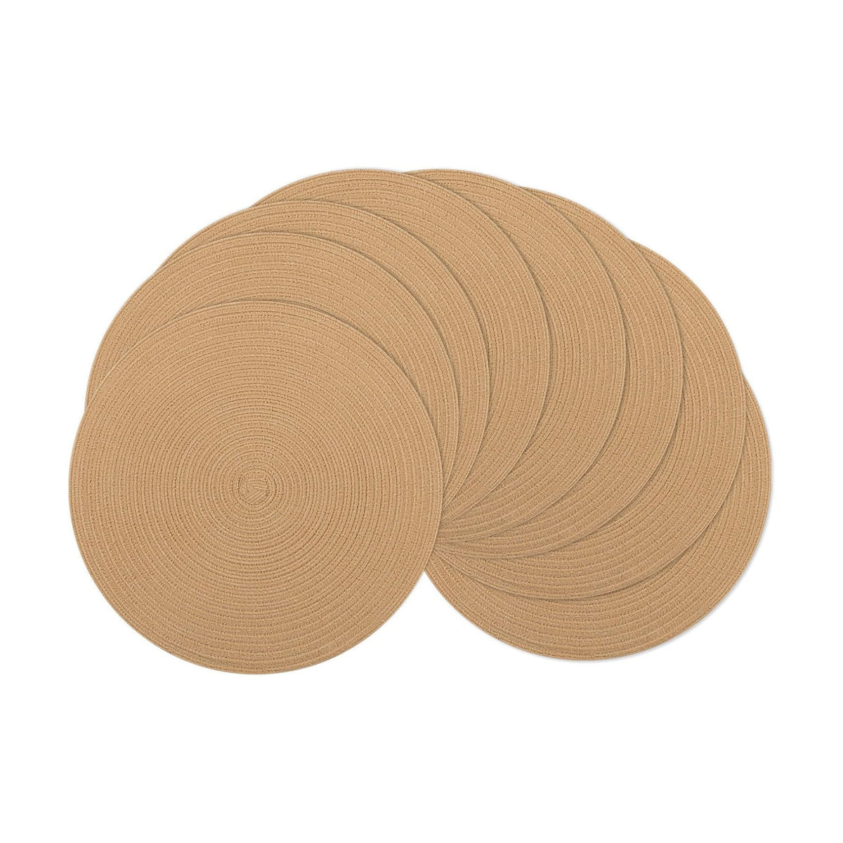 SHACOS Round Placemats Set of 8 Washable 15 inch Round Placemat Cotton Polyester Woven Braided Table Place Mats for Dining Table Decor, Camel