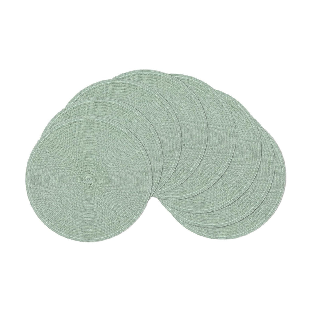 SHACOS Round Placemats Set of 8 Washable 15 inch Round Table Mats Cotton Polyester Woven Braided Place Mats for Dining Table Wedding Party Decor, Sage Green